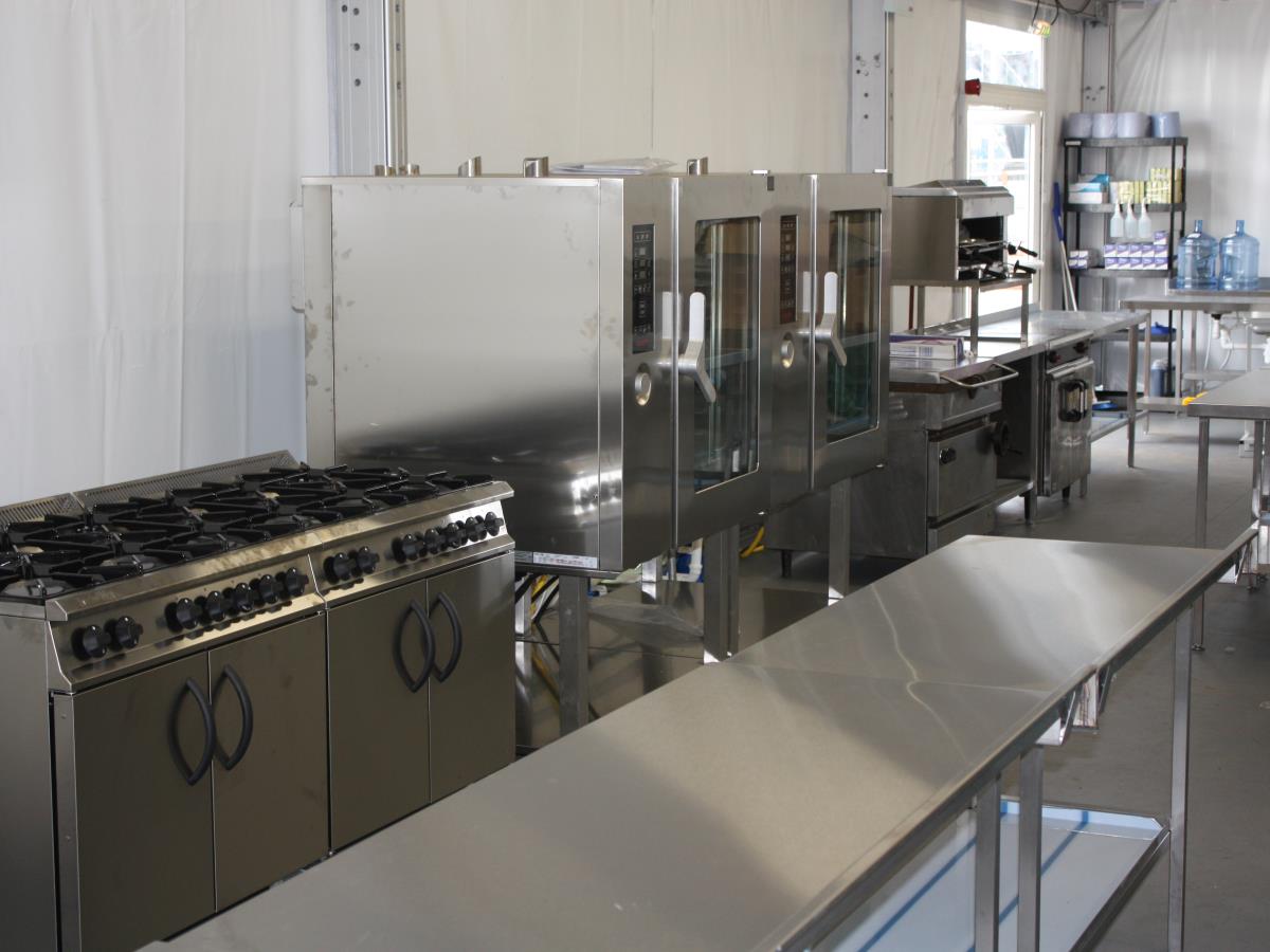 An interior view of one of twenty-two installations with refrigeration, prep and production for the London Olympics.
